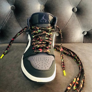 Splatter print cotton shoelaces