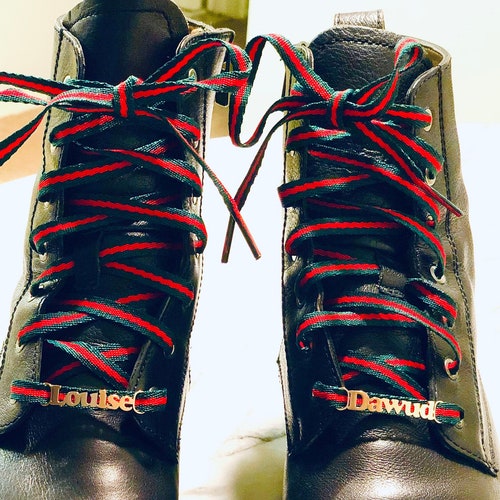 Red and Green Stripe Shoelaces Etsy