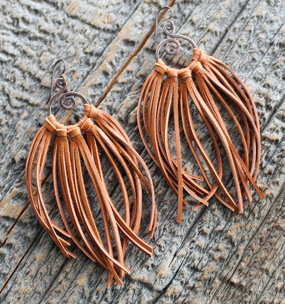 Fringe sale leather earrings