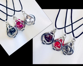 Chainmaille Captured D20 Die Necklace