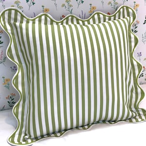 Stripe Pattern Scalloped Pillow/Euro shams for Decorative Home Décor PACK OF 1 Super Soft Decorative