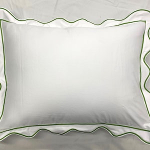 PERCALE 100% Cotton Pushp Linen Scalloped & Border European Square Euro Shams and Pillow shams  (SET OF 1) Super Soft Decorative