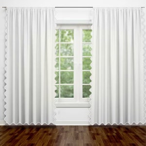 Scalloped Embroidery border Polyester Curtain (1 Panel)