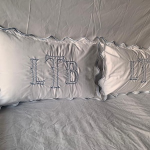 Personalized Scalloped Monogrammed Pillow Sham (Set of 1) 100% Cotton Sateen Luxury Hotel Collection 400 TC