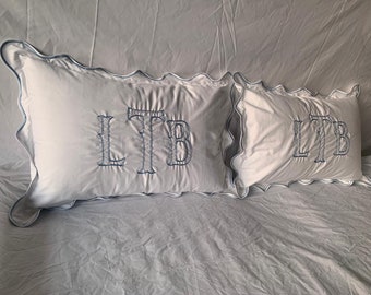 Federa per cuscino personalizzata con monogramma smerlato (set da 1) 100% raso di cotone Collezione hotel di lusso 400 TC