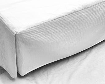 Texture Cotton Quilted Bed Skirt Horizontal Cotton Batting - 8" to 39" Drop Length 1 PIECE BED SKIRT 3 Sided 100% Cotton