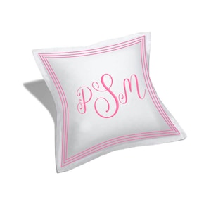 Personalized Triple embroidery Monogrammed Pillow Sham (Set of 1) 100% Cotton Sateen Luxury Hotel Collection 400 TC