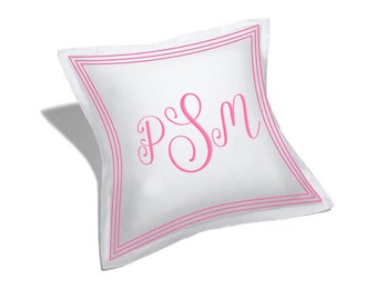 Federa per cuscino personalizzata con ricamo triplo e monogramma (set da 1) 100% raso di cotone Collezione Luxury Hotel 400 TC