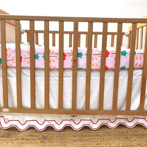 Crib Skirt U Shape Scalloped Skirt Nursery Bedding Dust Ruffle 6&quot; tp 32&quot; Drop Length