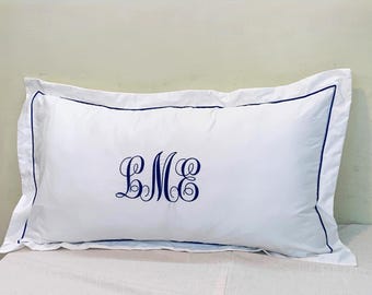 Federa per cuscino con ricamo singolo personalizzato e monogramma (set da 1) 100% raso di cotone Collezione Hotel di lusso 400 TC