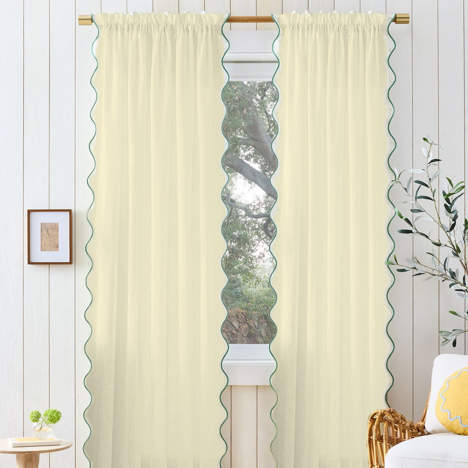 Scalloped Ivory Cotton Curtain 1 Panel - Etsy scalloped-ivory-cotton-curtain-1-panel-etsy