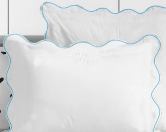 Pushp Linen Scalloped European Square Euro Shams and Pillow shams 100% Cotton PACK OF 1 Super Soft Decorative
