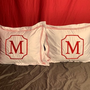 Personalized Double embroidery Monogrammed Pillow Sham (Set of 1) 100% Cotton Sateen Luxury Hotel Collection 400 TC
