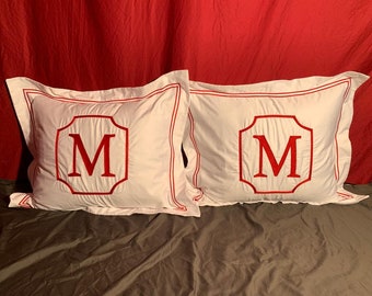 Federa per cuscino con monogramma doppio ricamo personalizzato (set di 1) Collezione di hotel di lusso in raso di cotone 100% 400 TC