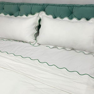 PERCALE 100% Cotton Scalloped 400TC  Hotel Stitch Duvet Cover Set with scalloped embroidered