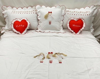 Cute Doll Embroidery Toddler Cotton Duvet Cover set