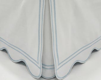 Gonna da letto su misura Pushp Linen 1 PEZZO con bordo smerlato doppio SOLO su 3 lati 100% raso di cotone Altezza da 8" a 39"