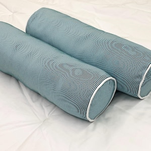 Ticking Stripe Bolster Pillow Cover with Piping for Decorative Home Décor Throw Pillows and Shams / Soft and Plush