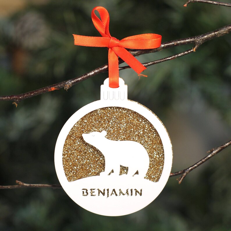 Personalised Custom White Polar Bear Christmas Tree Bauble Etsy