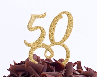 50 Birthday Party Cake Topper - Fifty Cake Topper - 50th Cake Topper - Fiftieth Cake Topper - 50 Decoration - Same Day World Wide Dispatch