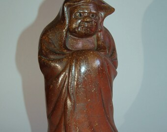 Zen Master Bodhidharma Daruma ヴィンテージ日本備前焼置物像大魔禅師