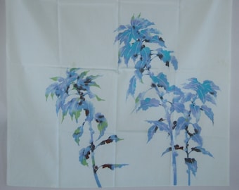 Furoshiki Wickeltuch oder Schal, Blumen, hellblau, Polyester, Vintage, Japan