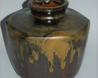 Sechseckiges Vintage-Aufbewahrungsglas für Pfefferprodukte, Steinzeug mit tropfender Teestaubglasur, Japan