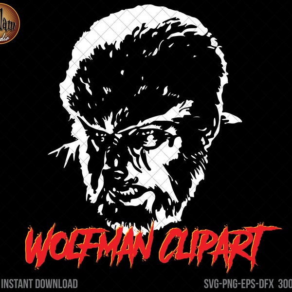 The Wolfman Werewolf Clipart Cut-files, Digital Stencils, Monsters, Halloween Clip Art, Horror Clipart SVG PNG DFX