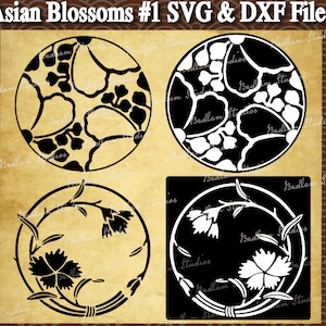 Japanese Vector Clipart Cherry Blossoms, Family Crests SVG, DXF, Cut Files, Asian clipart, Engraving Stencils. Instant Download!