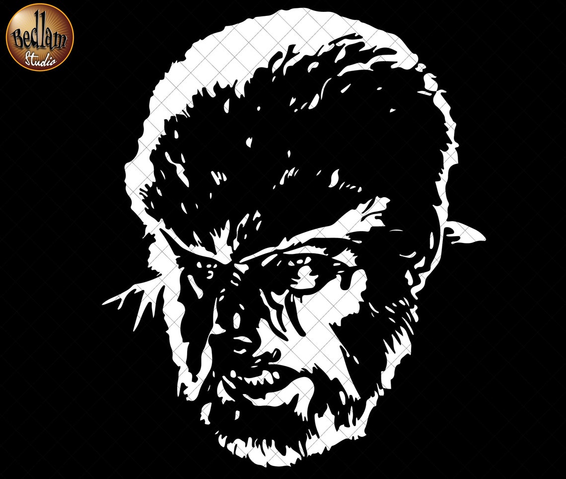 The Wolfman Werewolf Clipart Cut files Digital Stencils Monsters wolfman-pumpkin-stencil