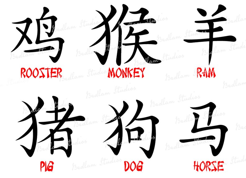 Download Chinese Zodiac Kanji Clipart Stencils 2 SVG DXF cut files ...