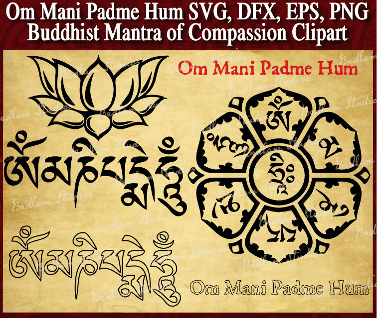 Om Mani Padme Hum Tibetan Mantra Temporary Tattoo set of 3 - Etsy Finland