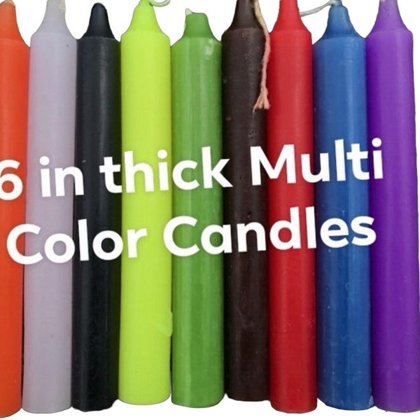 6" Unscented Multi Color Candles| Magick| Ritual|Spells| Voodoo| Hoodoo| Santeria  (Please Read Description)