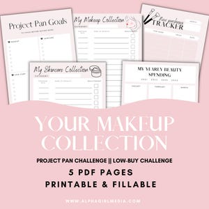 Makeup Budget Tracker and Project Pan Challenge | Beauty Collection Planner | Printable & Fillable PDF | Makeup Inventory
