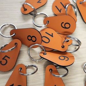 Set of 10 Drop Shaped Numbered Key Tags - Organize with Elegance