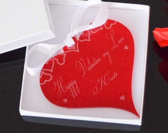 Valentine's Day Personalised Gift Heart Shape, Laser Engraved Heart, Valentines Day Cards
