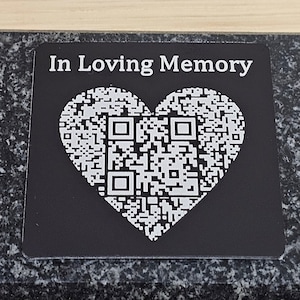 Recuerdo eterno con etiqueta conmemorativa con código QR de aluminio anodizado cuadrado de 50 mm Tributo en línea