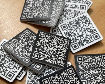 Discos grabados con láser con código QR personalizado de 30 mm cuadrados, mesa, etiquetas, casilleros, restaurantes, clubes, Instagram, Facebook, Twitter, TikTok