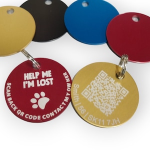 32mm diameter Anodised aluminium QR code Pets tag, PingTag membership included image 1