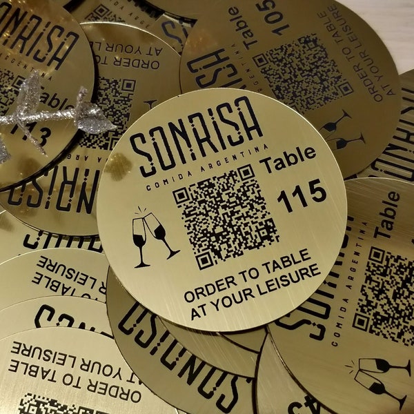 Personalised QR Code Laser Engraved  Discs, 70mm diameterTable Tags, Locker, Restaurant, Clubs