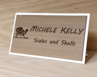 100mm x 180mm Natural Wood and Acrylic Personalised Desk Name Plate