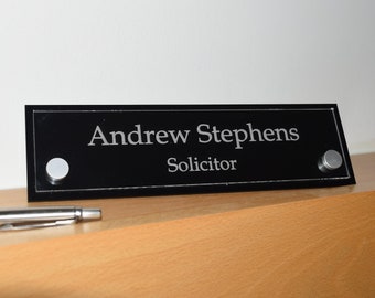 Contemporary Custom Engraved Acrylic Desk Name Plate, Desk Plaque, Office Plate With Stand