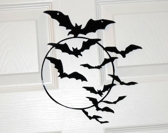 Halloween Door Decor, Halloween Wreath Bats, Scary Bats, Halloween Party Decor