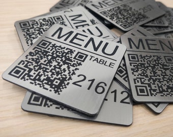 QR Code Custom Laser Engraved  Tag, 60mm square, Table, Tags, Disc, Locker, Restaurant, Clubs