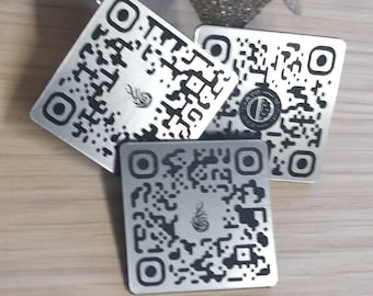 40mm square QR Code Custom Laser Engraved Tag suitable for Clothes, Garments, Table Tags, Scan Menu, Locker, Restaurant and Clubs