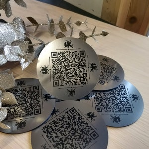 Personalised QR Code Laser Engraved Discs, 70mm diameterTable Tags, Locker, Restaurant, Clubs image 9