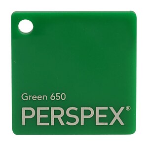 May include: A green Perspex sheet with the text "Green 650" and the Perspex logo.