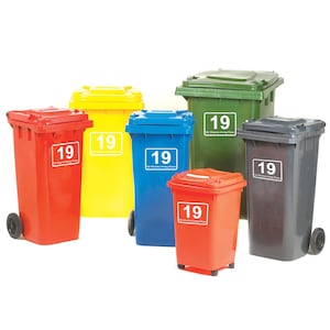 Wheelie Bin Numbers Custom House and Road/Street Name Vinyl Graphic Stickers