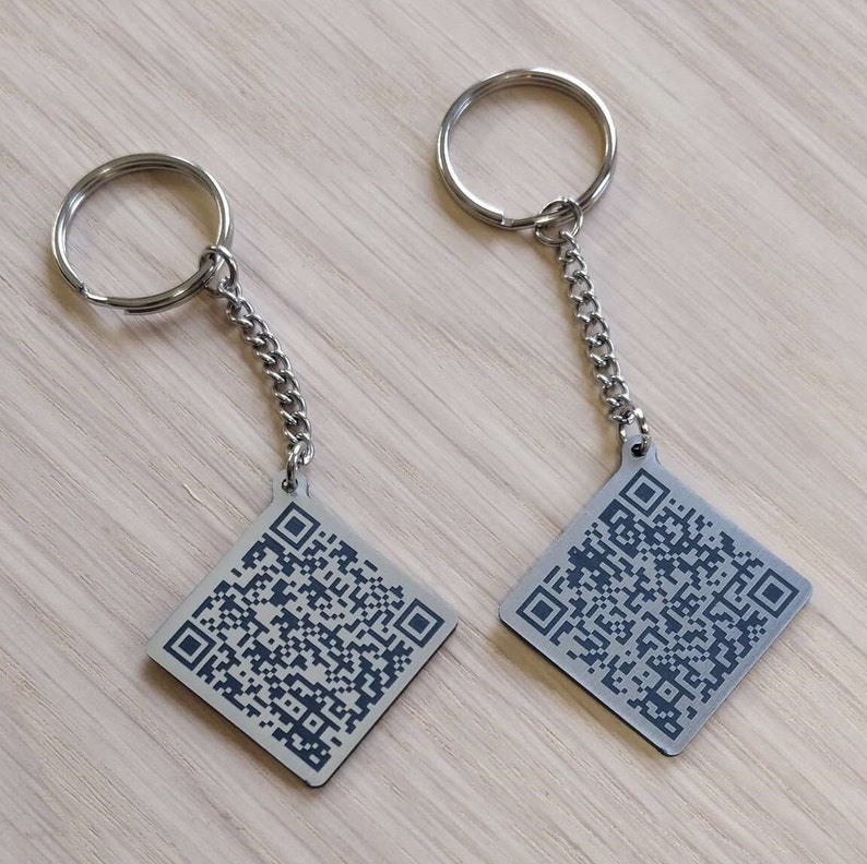 30mm Double Sided Keyring Custom QR Code Laser Engraved Fob Etsy UK