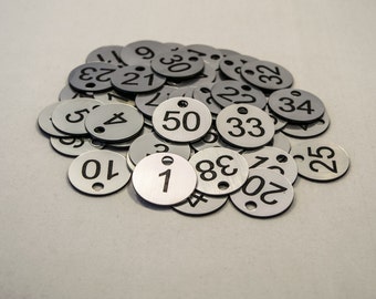 Set of 50x3cm Laser Engraved Number Discs, Table, Tags, Locker, Restaurant,Clubs